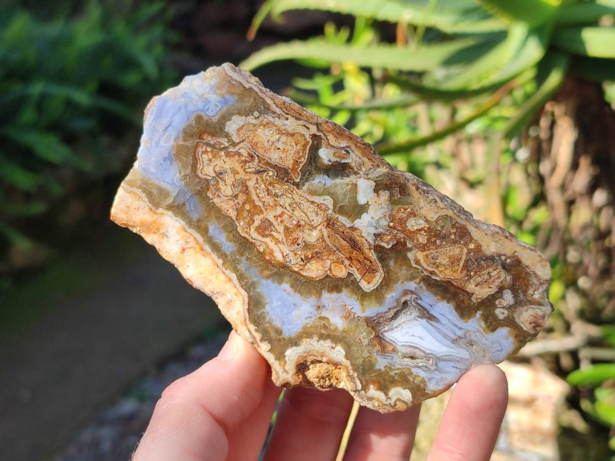 Polished On One Side 'Crazy' Blue Lace Agate x 4 From Namibia - Toprock Gemstones and Minerals 