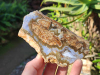 Polished On One Side 'Crazy' Blue Lace Agate x 4 From Namibia