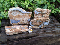 Polished On One Side 'Crazy' Blue Lace Agate x 4 From Namibia
