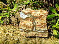 Polished On One Side 'Crazy' Blue Lace Agate x 4 From Namibia