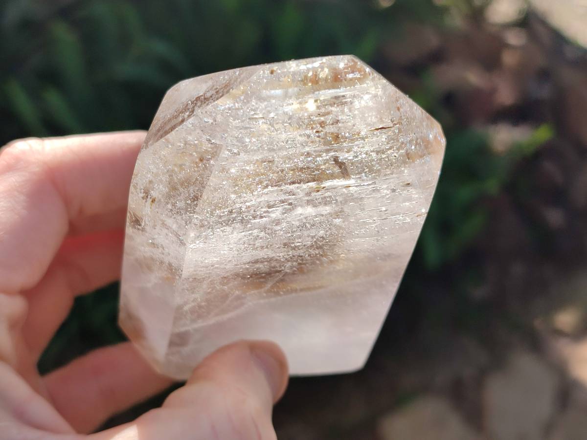 Polished Window Quartz Crystals x 2 From Akansobe, Madagascar - Toprock Gemstones and Minerals 