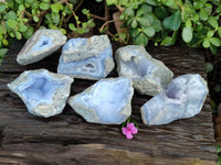 Natural Blue Lace Agate Specimens With Amethyst Centre x 6 From Nsanje, Malawi
