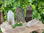 Polished Smokey Window Quartz Crystals x 4 From Madagascar - Toprock Gemstones and Minerals 