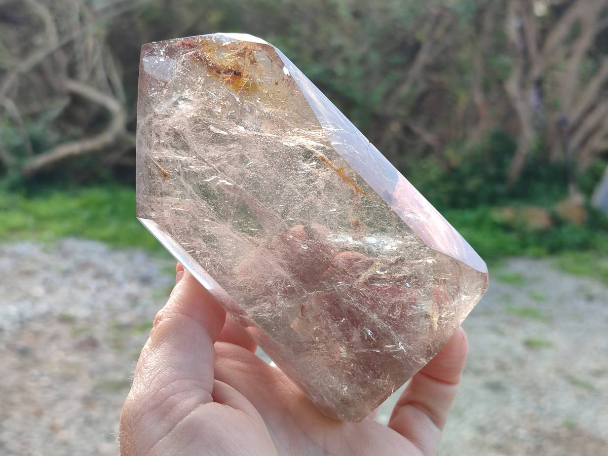 Polished Smokey Window Quartz Crystals x 4 From Madagascar - Toprock Gemstones and Minerals 