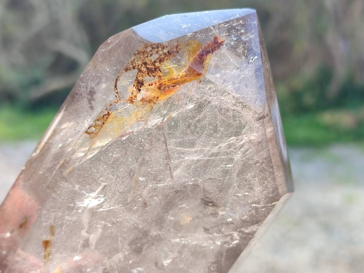 Polished Smokey Window Quartz Crystals x 4 From Madagascar - Toprock Gemstones and Minerals 