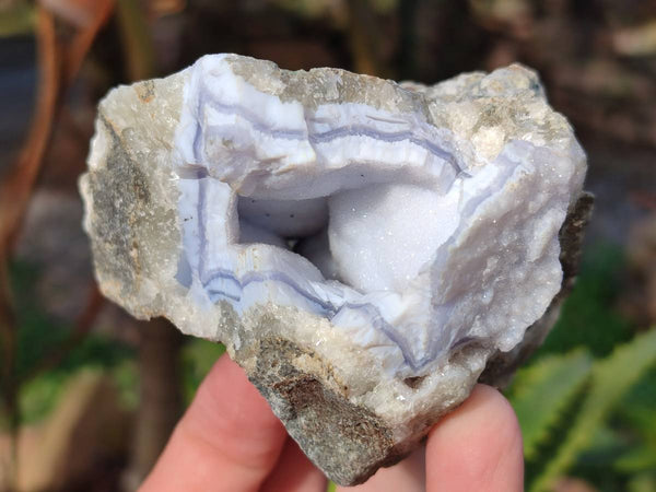 Natural Blue Lace Agate Geode Specimens x 6 From Nsanje, Malawi