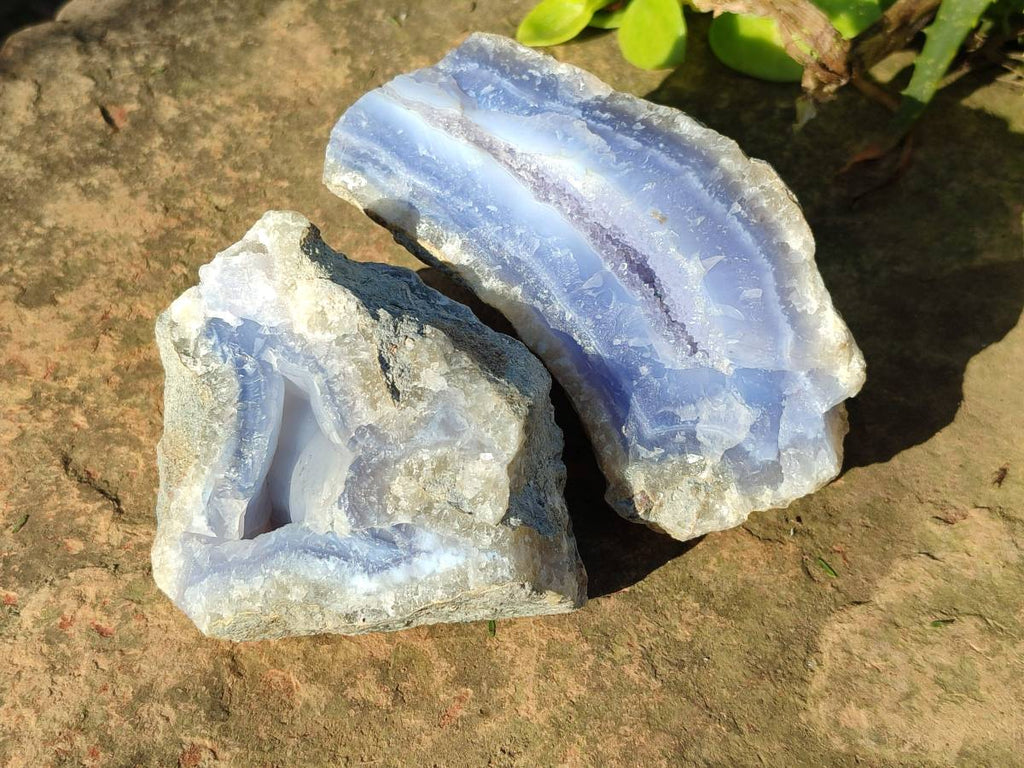 Natural Blue Lace Agate Geode Specimens x 6 From Nsanje, Malawi - Toprock Gemstones and Minerals 