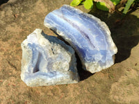 Natural Blue Lace Agate Geode Specimens x 6 From Nsanje, Malawi
