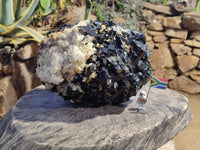 Natural Schorl Black Tourmaline With Hyalite Opal Specimen x 1 From Namibia - Toprock Gemstones and Minerals 