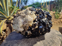 Natural Schorl Black Tourmaline With Hyalite Opal Specimen x 1 From Namibia - Toprock Gemstones and Minerals 