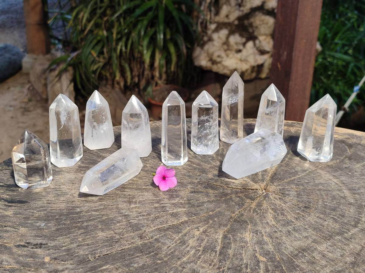 Polished Clear Quartz Crystals x 12 From Madagascar - Toprock Gemstones and Minerals 