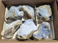 Natural Blue Lace Agate Geode Specimens x 6 From Nsanje, Malawi