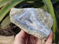 Natural Blue Lace Agate Geode Specimens x 6 From Nsanje, Malawi