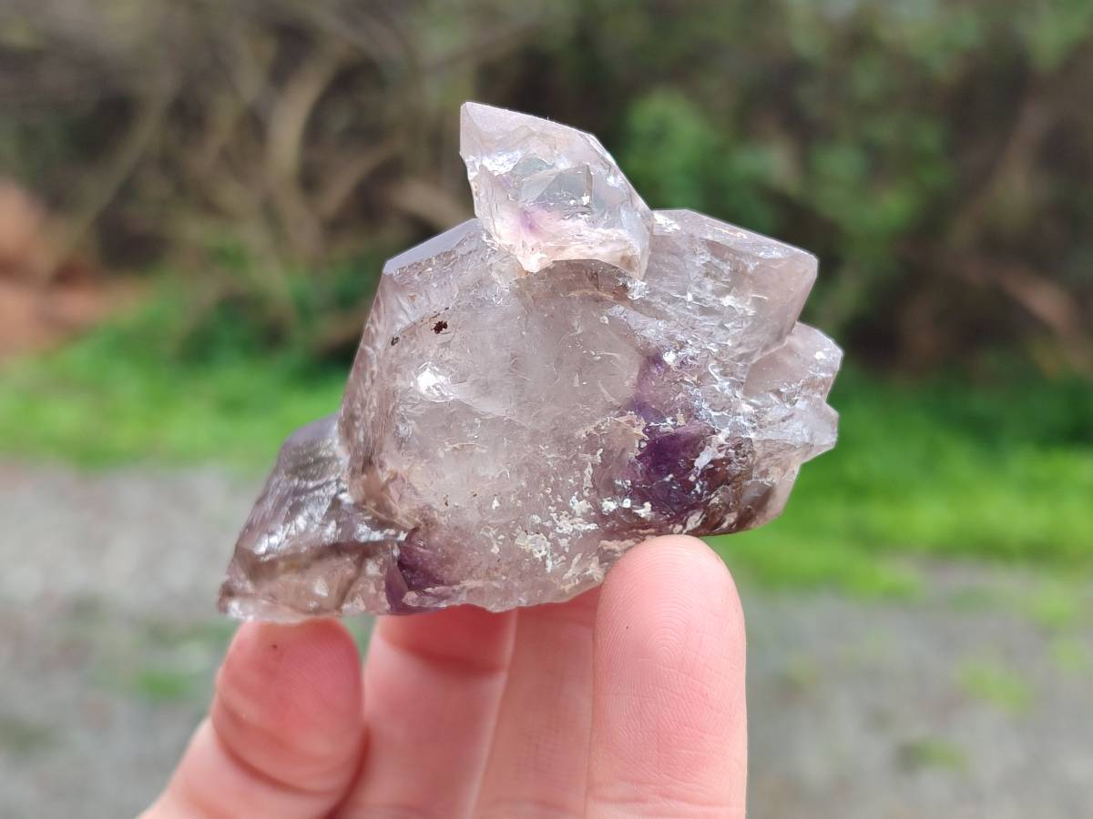 Natural Smokey Amethyst Window Quartz Specimens x 4 From Brandberg, Namibia - Toprock Gemstones and Minerals 