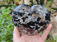 Polished Gabbro Merlinite Hearts x 2 From Ambatofinandrahana, Madagascar