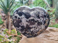 Polished Gabbro Merlinite Hearts x 2 From Ambatofinandrahana, Madagascar