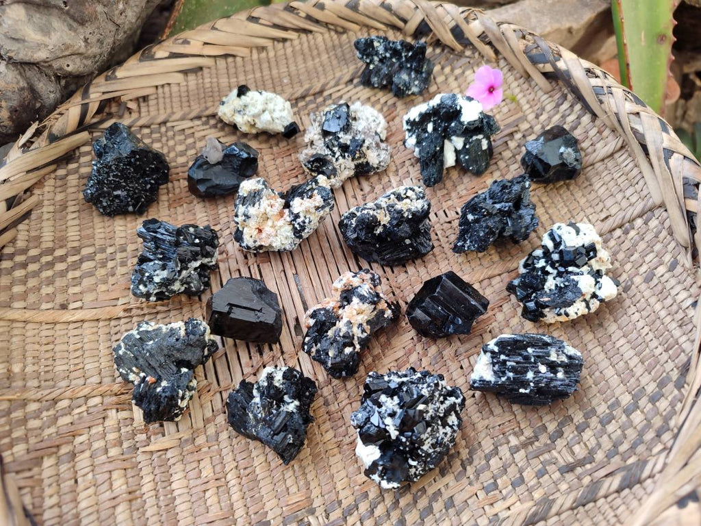 Natural Schorl Black Tourmaline Specimens x 35 From Namibia - Toprock Gemstones and Minerals 