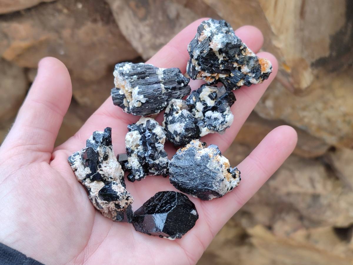 Natural Schorl Black Tourmaline Specimens x 35 From Namibia - Toprock Gemstones and Minerals 