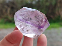 Polished Smokey Window Amethyst Quartz Crystals x 12 From Akansobe, Madagascar
