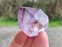 Polished Smokey Window Amethyst Quartz Crystals x 12 From Akansobe, Madagascar