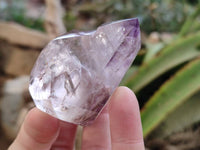 Polished Smokey Window Amethyst Quartz Crystals x 12 From Akansobe, Madagascar