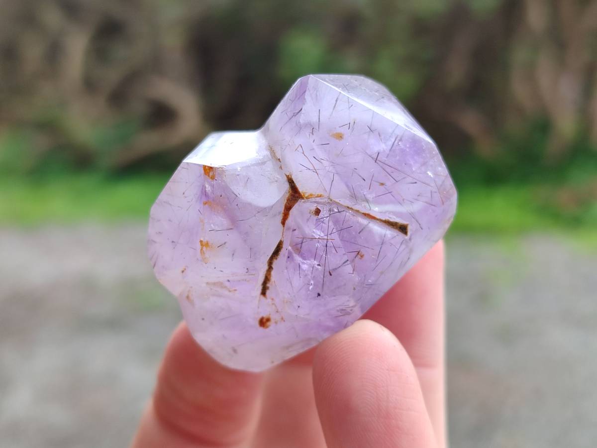 Polished Smokey Window Amethyst Quartz Crystals x 12 From Akansobe, Madagascar - Toprock Gemstones and Minerals 