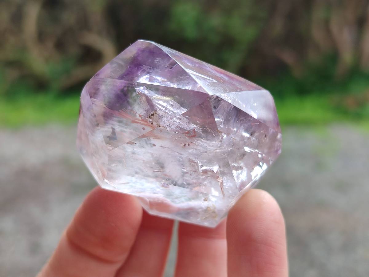 Polished Smokey Window Amethyst Quartz Crystals x 12 From Akansobe, Madagascar - Toprock Gemstones and Minerals 