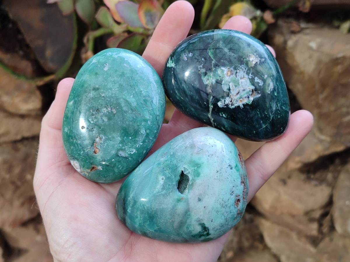 Polished Emerald Mtorolite Free Forms x 6 From Mutorashanga, Zimbabwe - Toprock Gemstones and Minerals 