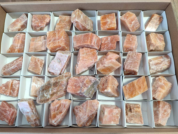 Natural Sunset Orange Calcite Specimens x 35 From Spitzkop, Namibia