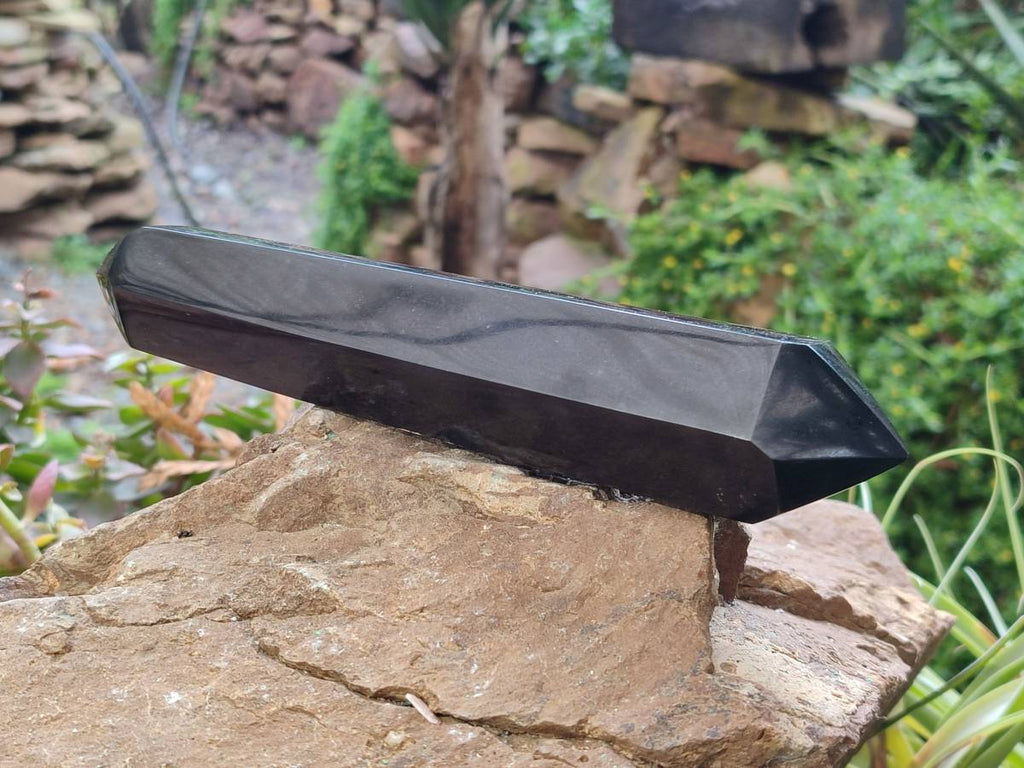 Polished Double Terminated Black Basalt Points x 2 From Madagascar - Toprock Gemstones and Minerals 