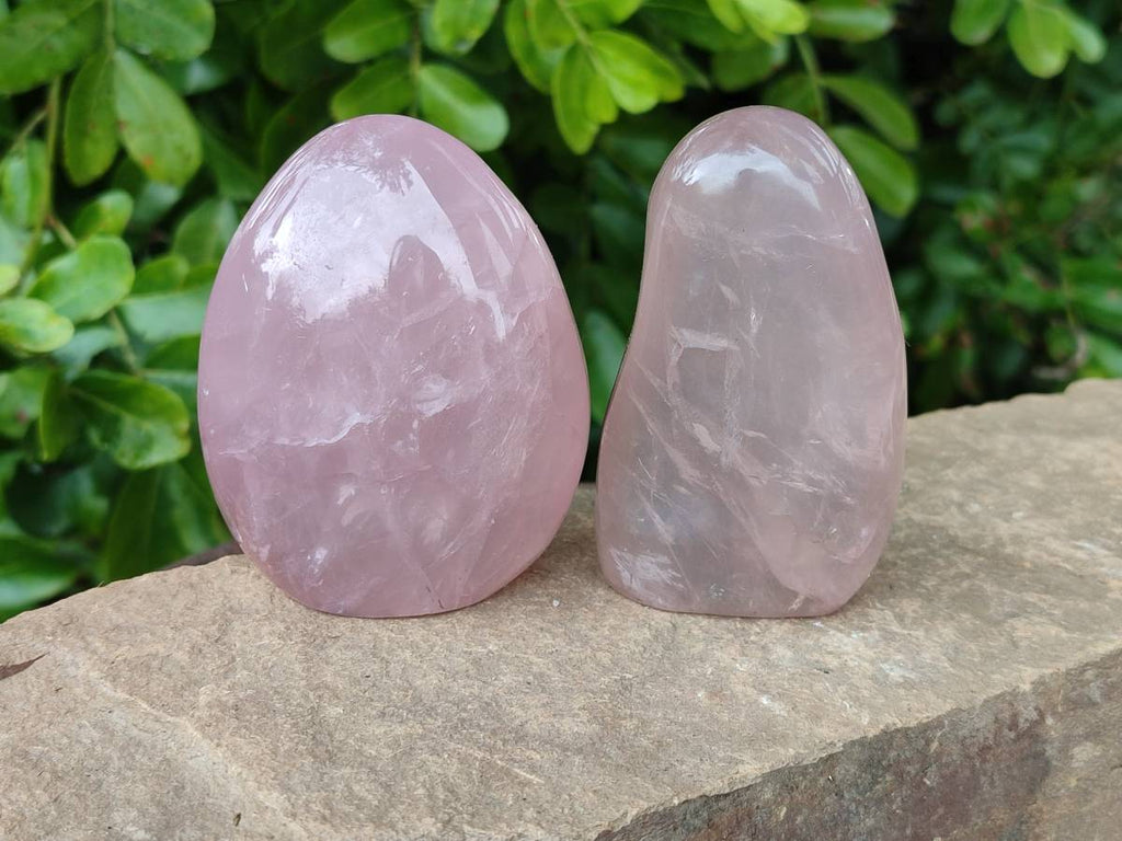 Polished Rose Quartz Standing Free Forms x 4 Madagascar - Toprock Gemstones and Minerals 