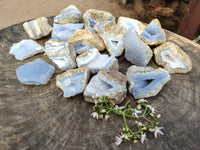 Natural Blue Lace Agate Geode Specimens x 20 From Nsanje, Malawi