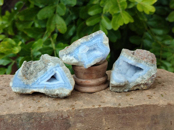 Natural Blue Lace Agate Geode Specimens x 20 From Nsanje, Malawi