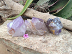 Polished Window Amethyst Quartz Crystals x 3 From Akansobe, Madagascar - Toprock Gemstones and Minerals 