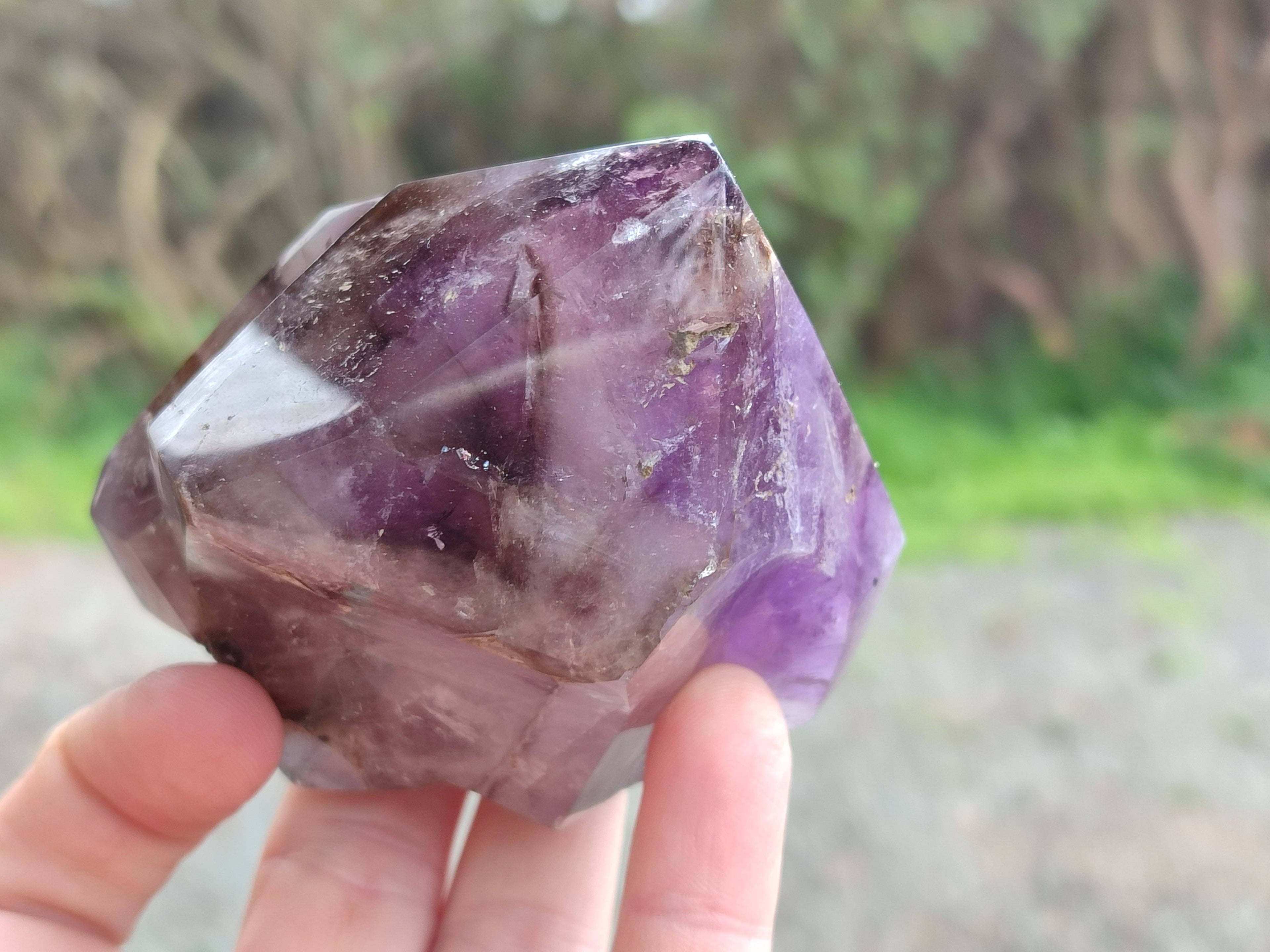 Polished Window Amethyst Quartz Crystals x 3 From Akansobe, Madagascar - Toprock Gemstones and Minerals 