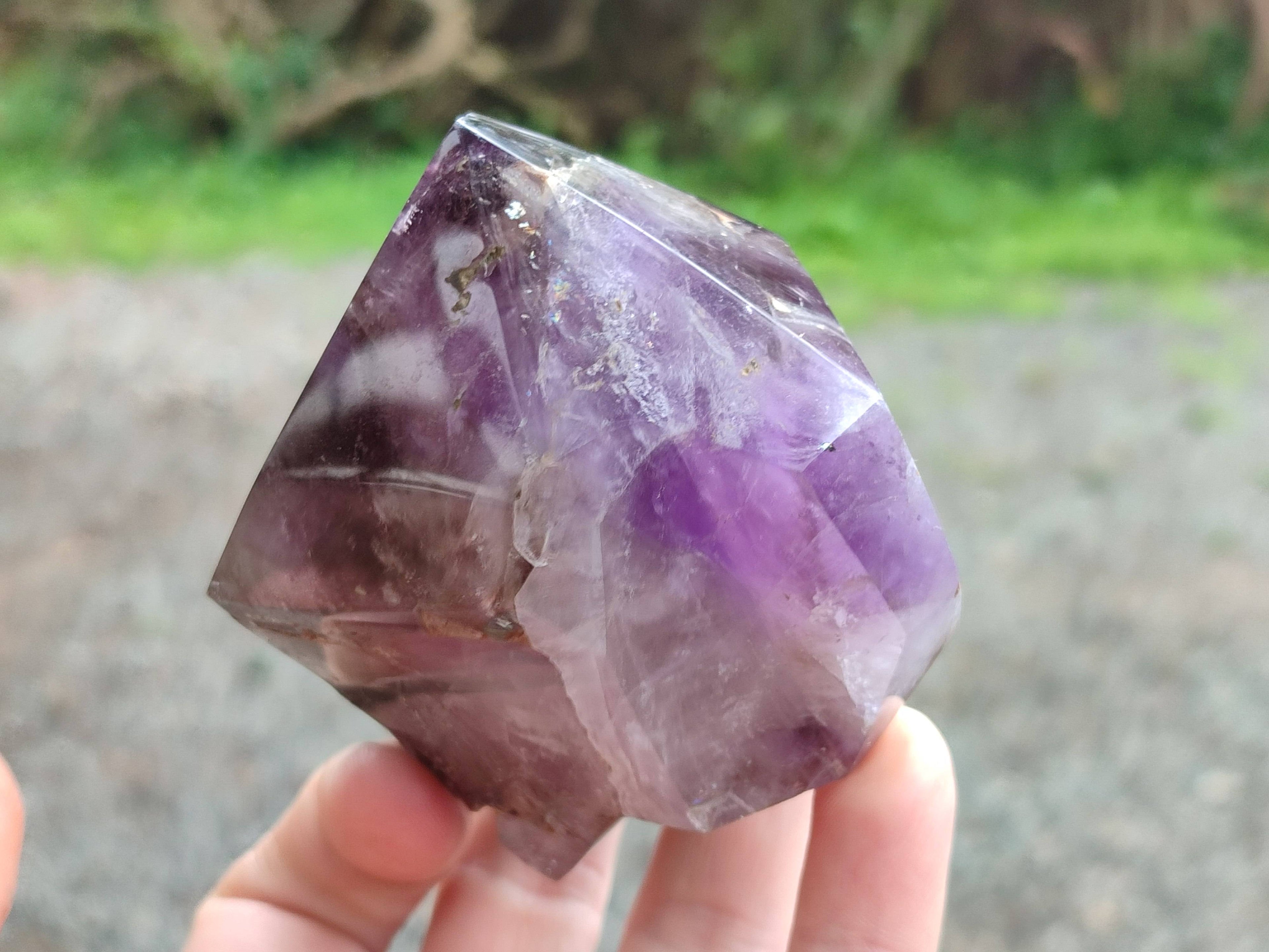 Polished Window Amethyst Quartz Crystals x 3 From Akansobe, Madagascar - Toprock Gemstones and Minerals 
