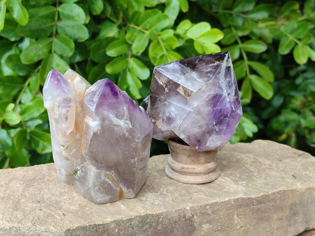 Polished Window Amethyst Quartz Crystals x 3 From Akansobe, Madagascar - Toprock Gemstones and Minerals 