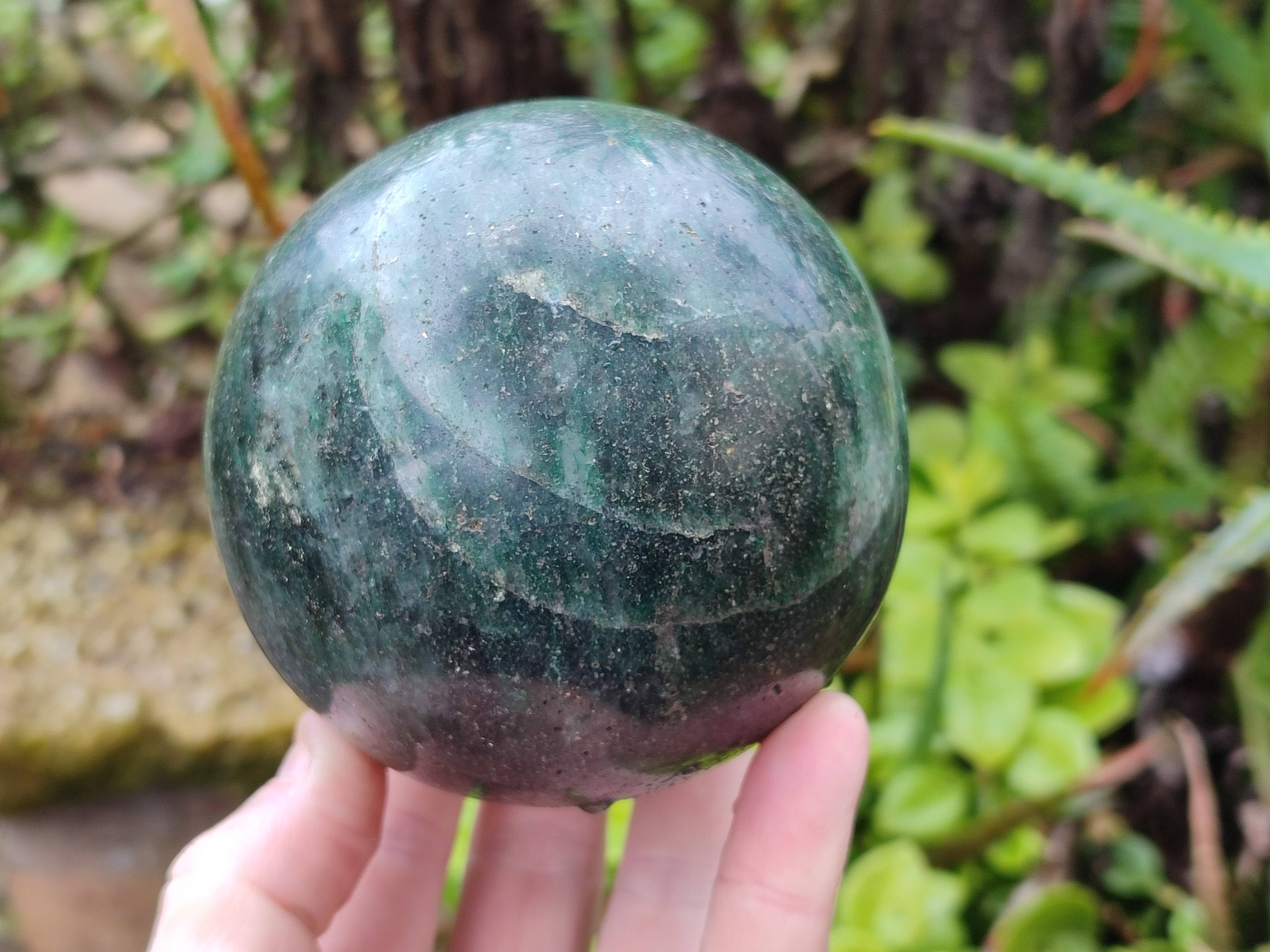 Polished Green Fuchsite Spheres x 2 From Madagascar - Toprock Gemstones and Minerals 