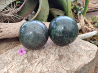 Polished Green Fuchsite Spheres x 2 From Madagascar