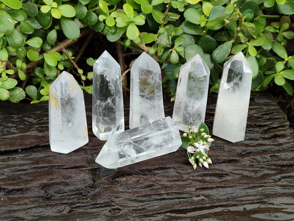 Polished Clear Quartz Crystals x 6 From Madagascar - Toprock Gemstones and Minerals 