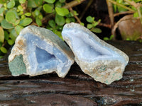 Natural Blue Lace Agate Geode Specimens x 12 From Malawi