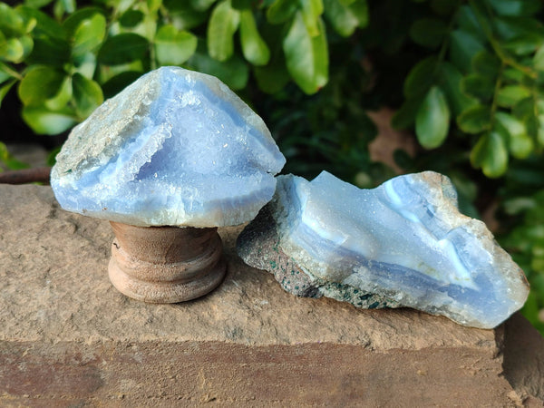 Natural Blue Lace Agate Geode Specimens x 12 From Malawi