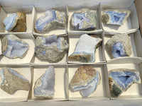 Natural Blue Lace Agate Geode Specimens x 12 From Malawi