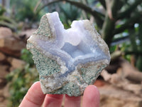 Natural Blue Lace Agate Geode Specimens x 12 From Malawi