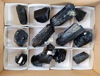 Natural Schorl Black Tourmaline Specimens x 12 From Erongo, Namibia