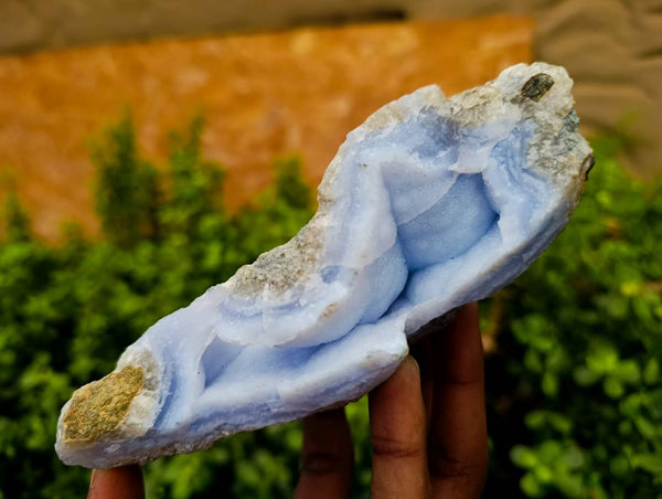 Natural Blue Lace Agate Geode Specimens x 4 From Malawi