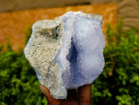 Natural Blue Lace Agate Geode Specimens x 4 From Malawi