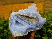 Natural Blue Lace Agate Geode Specimens x 4 From Malawi