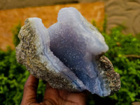 Natural Blue Lace Agate Geode Specimens x 4 From Malawi