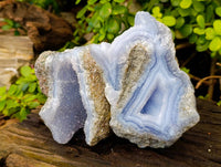 Natural Blue Lace Agate Geode Specimens x 4 From Malawi